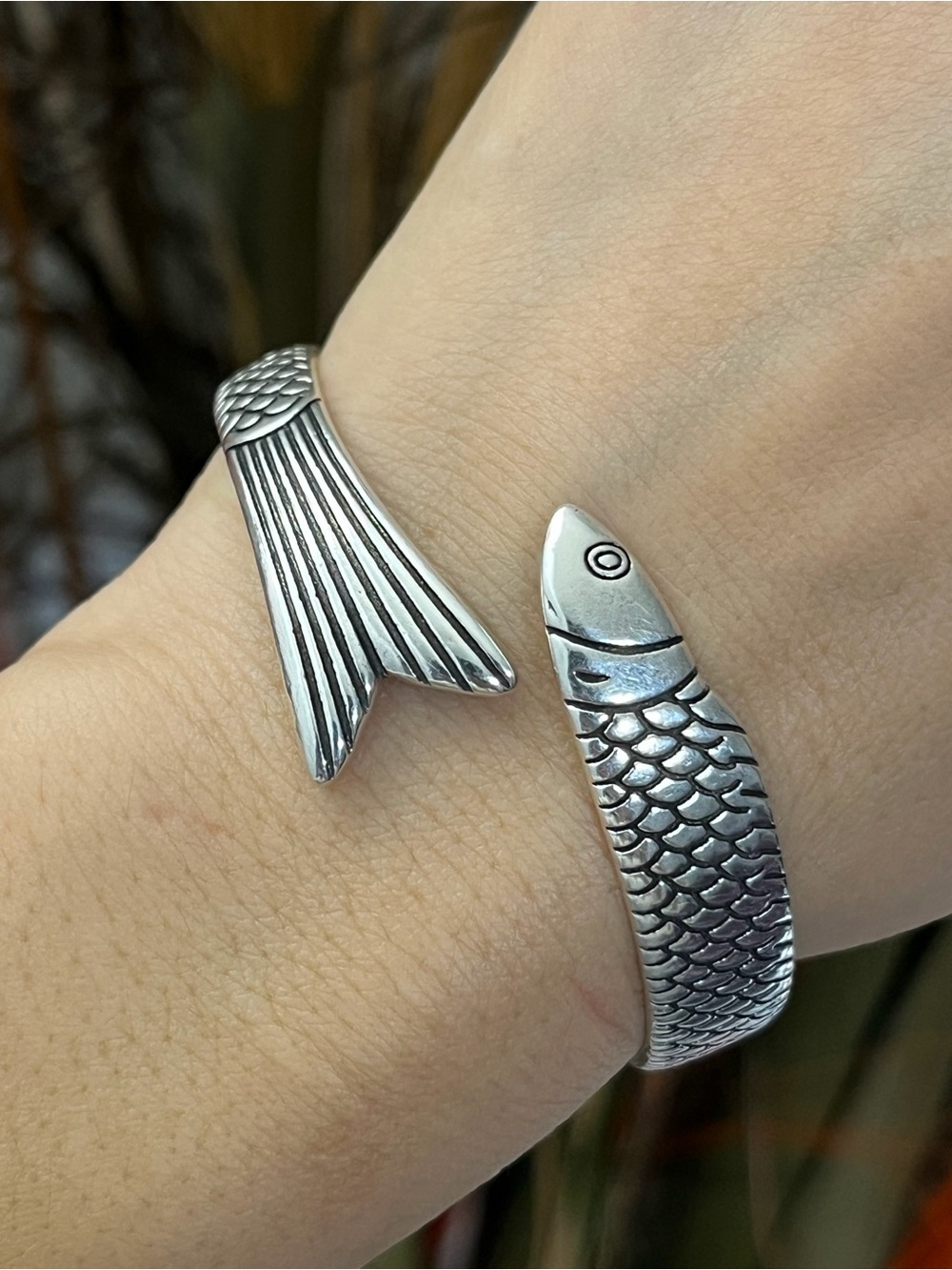 For small wrist S925 Silver single fish cuff Bracelet for women girls